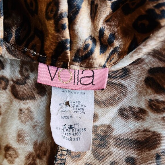 Vintage Y2K Leopard Print Tie-Neck Top Volia Medium Made in USA - Picture 8 of 8